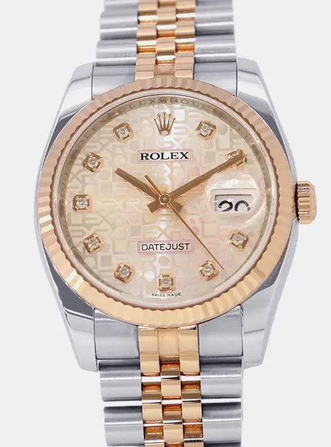 Rolex Datejust 116231G Automatic Pink Dial Stainless Steel 18k Rose Gold Men's Wristwatch 36mm