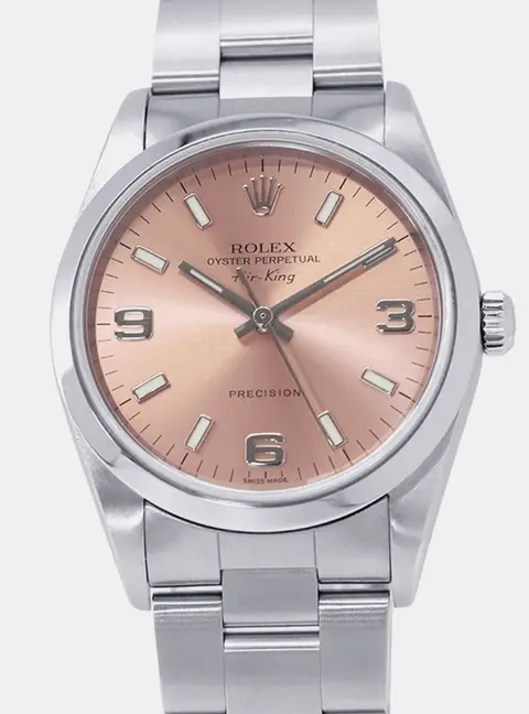 Rolex Air-King 14000M Automatic Pink Dial Stainless Steel Men's Wristwatch 34mm