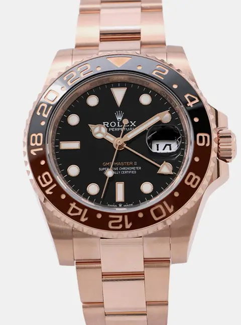 Rolex GMT-Master II 126715CHNR Automatic Black Dial 18k Rose Gold Men's Wristwatch 40mm