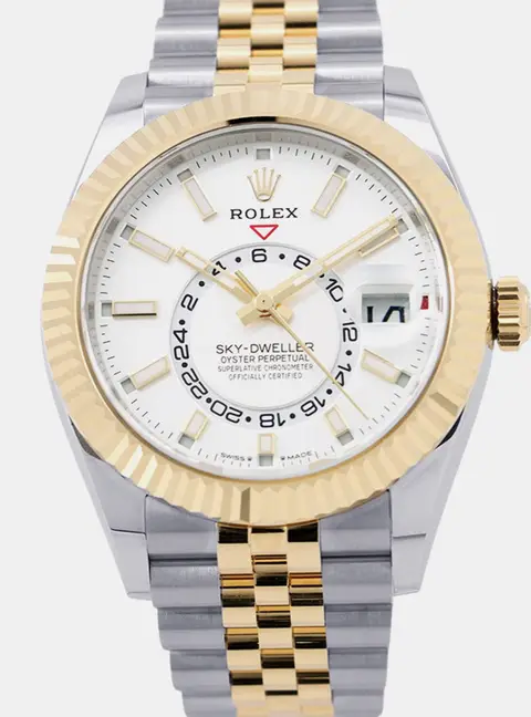 Rolex Sky-Dweller 336933 Automatic White Dial Stainless Steel 18k Yellow Gold Men's Wristwatch 42mm