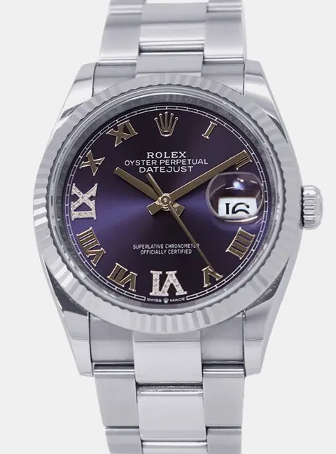 Rolex Datejust 126234 Automatic Aubergine Dial Stainless Steel Wristwatch 36mm