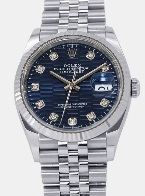 Rolex Datejust 126234G Blue Stainless Steel, Diamond Automatic Men's Wristwatch 36mm