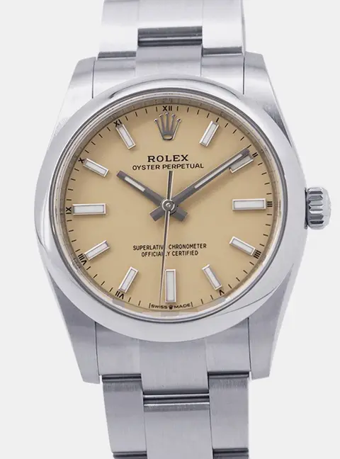 Rolex Oyster Perpetual 124200 Beige Stainless Steel Men's Wristwatch 34mm