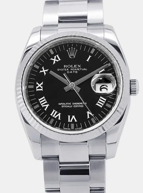 Rolex Datejust 115234 Black Stainless Steel Automatic Men's Wristwatch 34mm