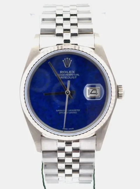 Rolex Datejust 16019 Blue 18K White Gold Automatic Men's Wristwatch 36mm