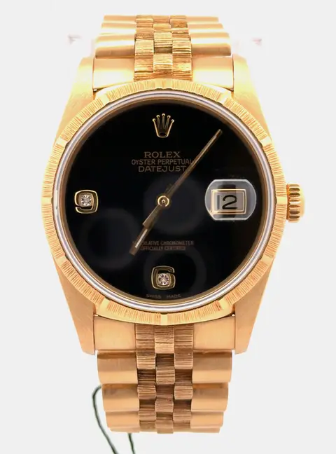 Rolex Datejust 16248 Black Yellow Gold Automatic Men's Wristwatch 36mm