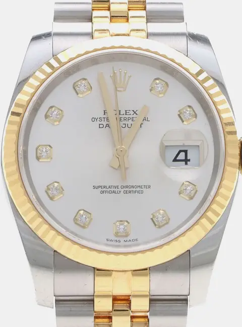 Rolex Datejust 116233 Silver 18K Yellow Gold Stainless Steel Diamond Automatic Men's Wristwatch 36mm