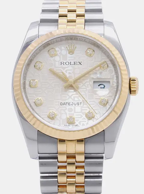 Rolex Datejust 116233G Silver Stainless Steel 18K Yellow Gold Automatic Men's Wristwatch 36mm