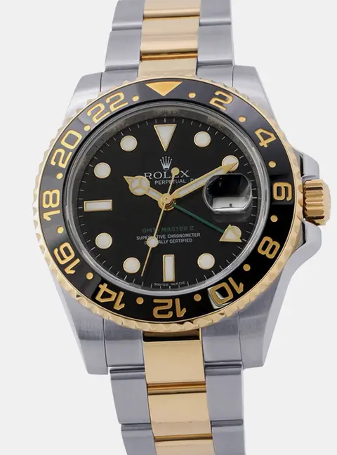 Rolex GMT Master 116713LN Black 18K Yellow Gold Stainless Steel Automatic Men's Wristwatch 40mm