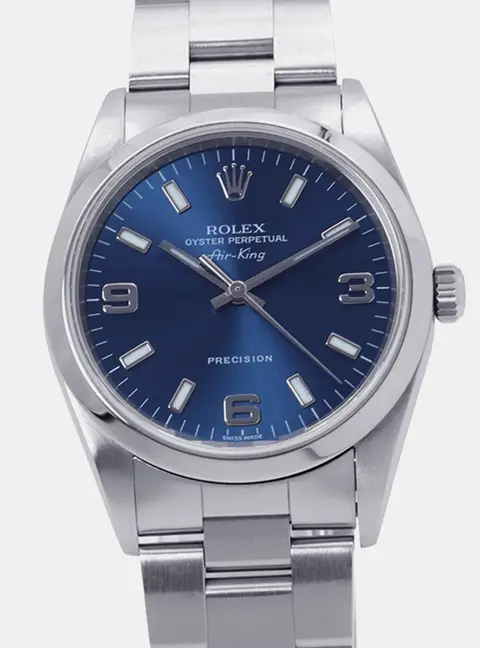 Rolex Air-King 14000 Blue Stainless Steel Automatic Men's Wristwatch 34mm