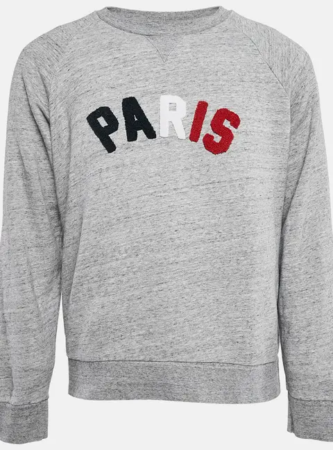 Sandro Grey M&eacute;lange Cotton Tufted Sweatshirt L