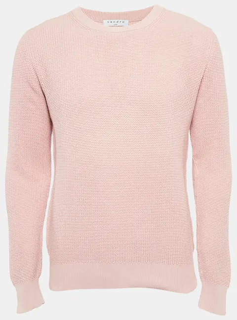Sandro Pink Cotton Knit Crew Neck Jumper M