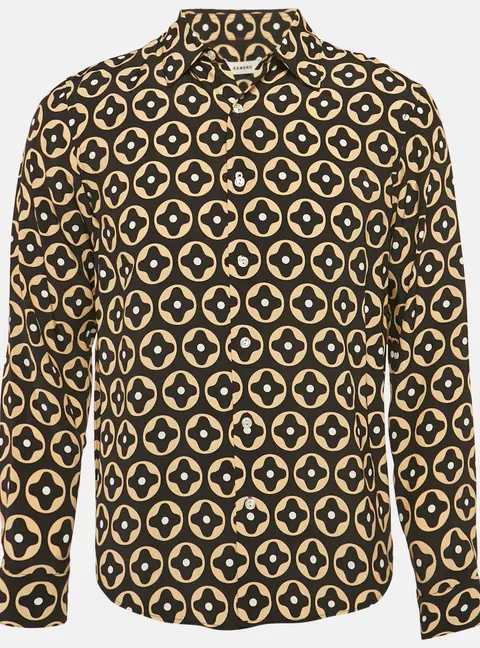 Sandro Black Printed Crepe Loose Fit Shirt XS