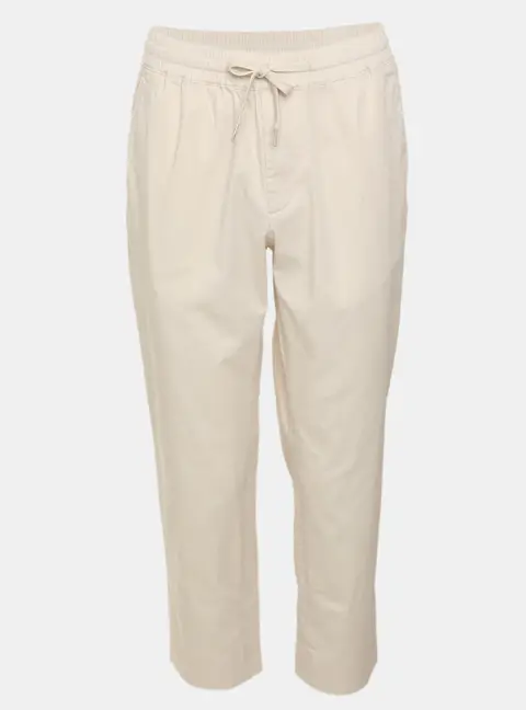 Sandro Beige Gabardine Elasticated Straight Leg Trousers L