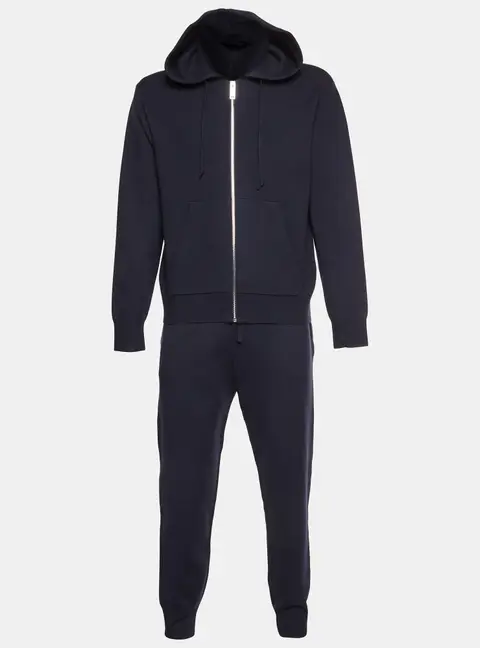 Sandro Navy Blue Jersey Zip Up Hoodie and Track Pants Set L/XL