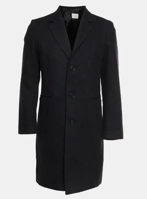 Sandro Grey Felt Wool Blend Single Breasted Coat M