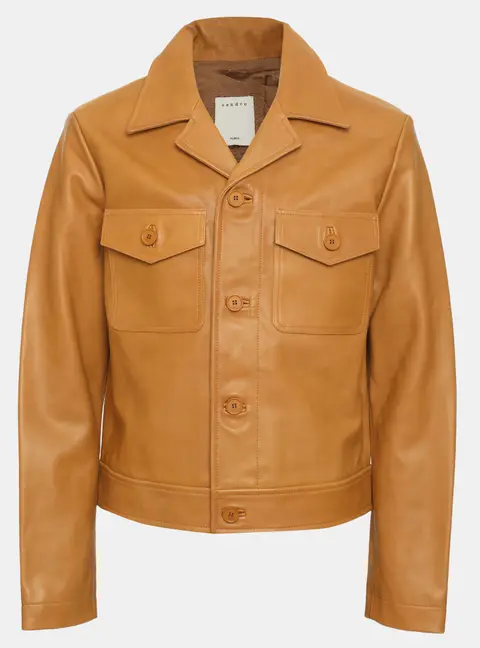 Sandro Tan Leather Slim Fit Jacket M