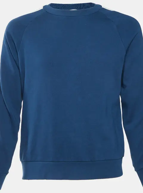 Sandro Navy Blue Side Stripe Trim Jersey Crewneck Sweatshirt M