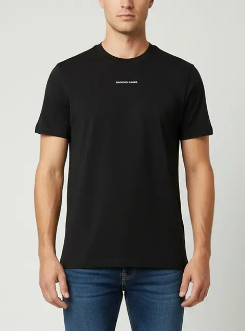 Sandro Black Logo Embroidered Jersey Crewneck T-Shirt M