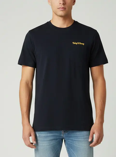 Sandro Black "Take It Easy" Embroidered Jersey Crewneck T-Shirt M