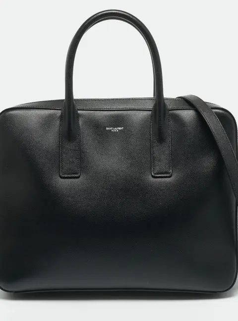 Saint Laurent Museum Small Black Leather Flat Briefcase