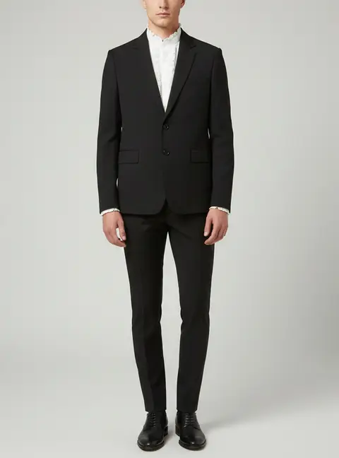 Saint Laurent Black Wool Regular Fit Suits L