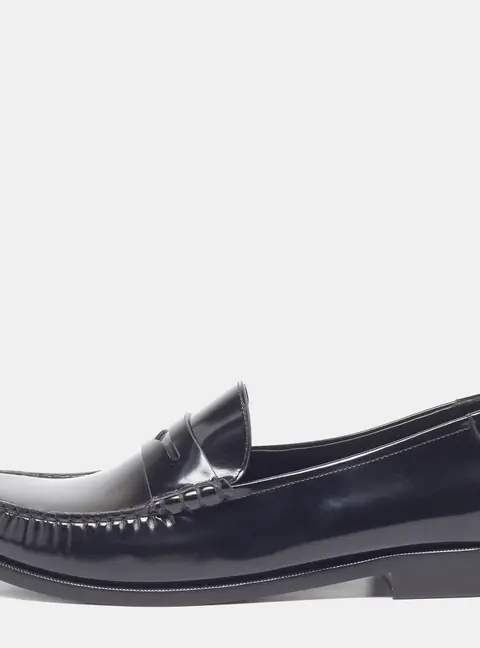 Saint Laurent Le Size 46 Black Leather Penny Loafers