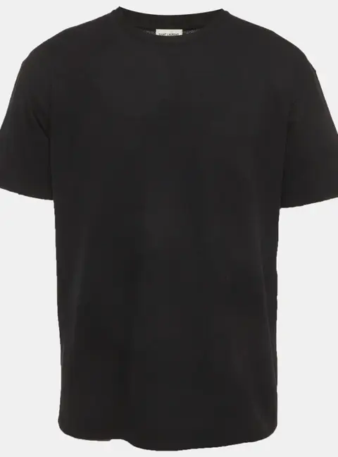 Saint Laurent Black Pique Crewneck T-Shirt M