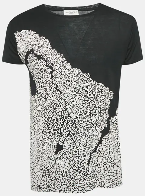 Saint Laurent Paris Black Printed Cotton T-Shirt S