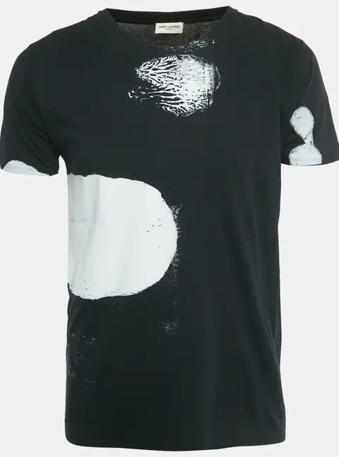 Saint Laurent Black Printed Cotton T-Shirt S