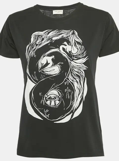 Saint Laurent X Grimmes Black Printed Cotton T-Shirt XS