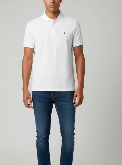 Saint Laurent Paris White Cotton Pique Polo T-Shirt XL