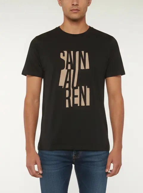 Saint Laurent Black Logo Graphic Jersey T-Shirt M