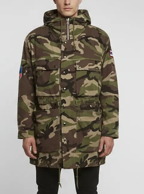 Saint Laurent Multicolor Camouflage Denim Embellished Hoodie M