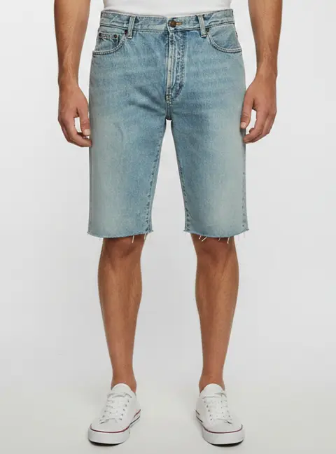 Saint Laurent Paris Blue Denim Distressed Shorts S/ Waist 31"