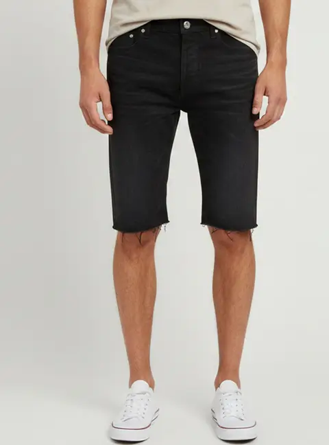 Saint Laurent Paris Black Faded Denim Raw Hem Bermuda Shorts M