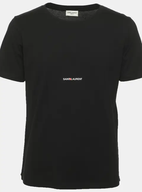 Saint Laurent Paris Black Cotton Logo T-Shirt S
