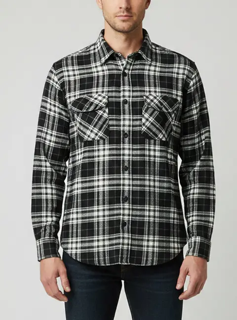 Saint Laurent Paris Black Plaid Flannel Button Up Shirt S