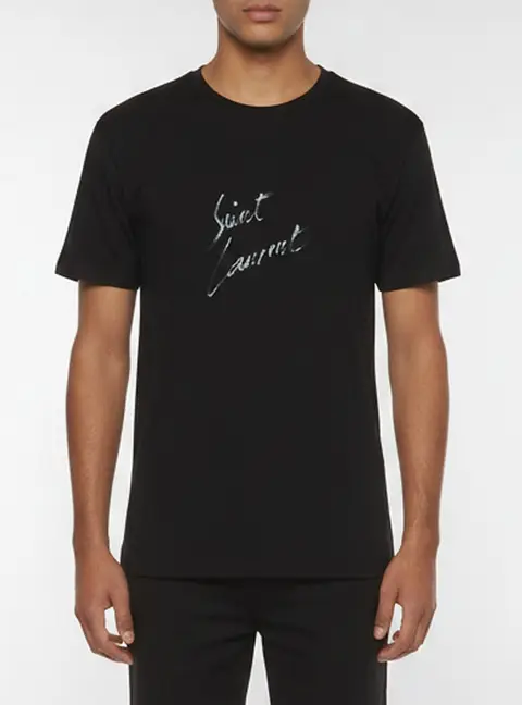 Saint Laurent Paris Black Printed Jersey Short Sleeve T-Shirt M