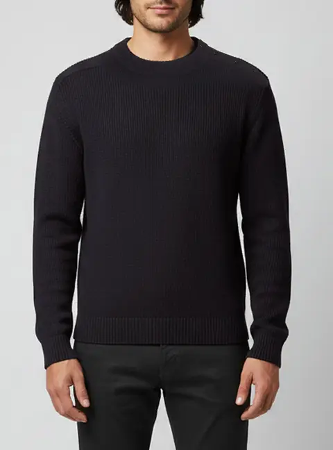 Saint Laurent Paris Navy Blue Rib Knit Sweater S