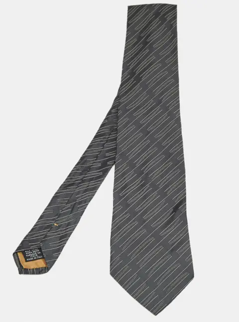 Yves Saint Laurent Vintage Grey Patterned Silk Classic Tie