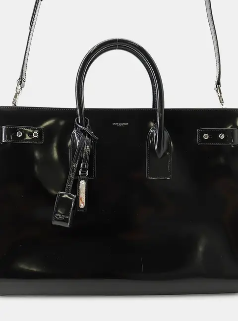 Saint Laurent Sac De Jour Large Black Patent Leather Top Handle Bag