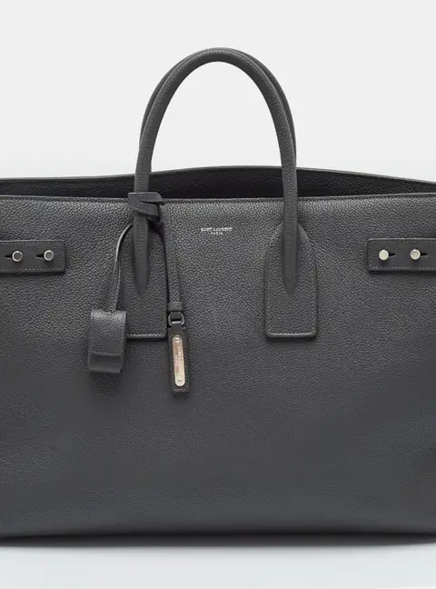 Saint Laurent Sac De Jour Thin Large Grey Leather Tote