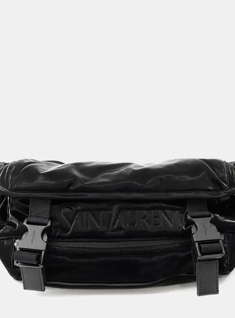 Saint Laurent Paris Embroiderycrossbody Bag Black Silktec Canvas