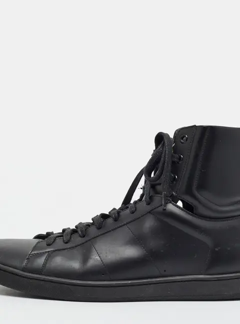 Saint Laurent Court Classic Size 46 Black Leather High Top Sneakers