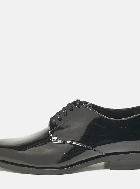 Saint Laurent Black Leather Montaigne Lace Up Derby Size 37