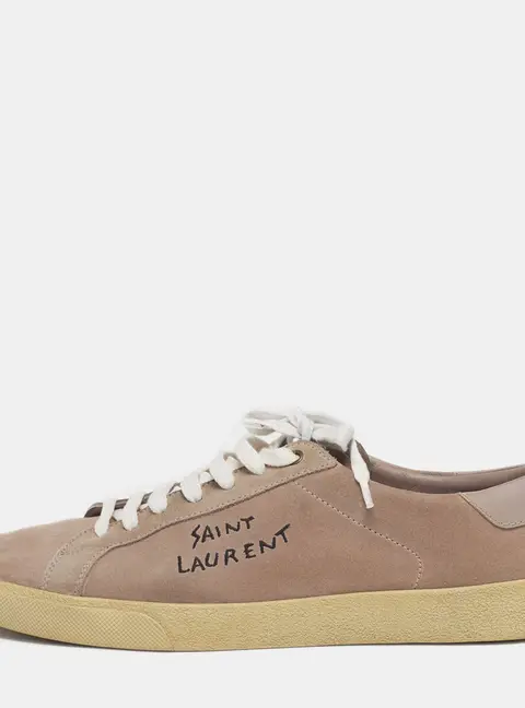 Saint Laurent Court Classic Size 46 Dusty Pink Leather and Suede Low Top Sneakers
