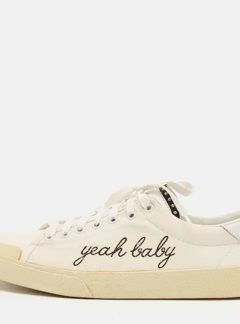 Saint Laurent Signature Court Classic Yeah Baby Size 43 White Canvas Low Top Sneakers