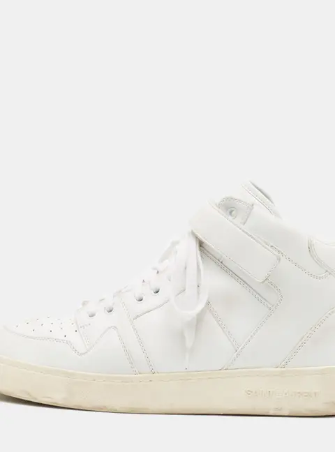 Saint Laurent Lax Size 44 White Leather High Top Sneakers