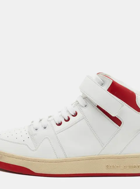 Saint Laurent Lax Size 42 White/Red Leather High Top Sneakers